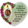 Magnet en résine en forme de coeur H. 6 x 6.5 cm, avec prière pour la maison et résine de diiférents Saints.