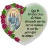Magnet en résine en forme de coeur H. 6 x 6.5 cm, avec prière pour la maison et résine de diiférents Saints.