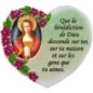 Magnet en résine en forme de coeur H. 6 x 6.5 cm, avec prière pour la maison et résine de diiférents Saints.