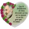 Magnet en résine en forme de coeur H. 6 x 6.5 cm, avec prière pour la maison et résine de diiférents Saints.