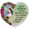 Magnet en résine en forme de coeur H. 6 x 6.5 cm, avec prière pour la maison et résine de diiférents Saints.