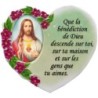 Magnet en résine en forme de coeur H. 6 x 6.5 cm, avec prière pour la maison et résine de diiférents Saints.