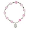 Bracelet dizainier sur élastique pour enfant avec grains œil de chat Ø 6 mm et médaille en métal de la Vierge Miraculeuse.
