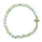 Bracelet élastique, perles en verre Ø 6 mm avec croix. Lot de 6 assortis.