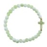 Bracelet élastique, perles en verre Ø 6 mm avec croix. Lot de 6 assortis.