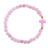 Bracelet élastique, perles en verre Ø 6 mm avec croix. Lot de 6 assortis.