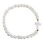Bracelet élastique, perles en verre Ø 6 mm avec croix. Lot de 6 assortis.