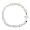 Bracelet élastique, perles en verre Ø 6 mm avec croix. Lot de 6 assortis.