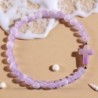 Bracelet élastique, perles en verre Ø 6 mm avec croix. Lot de 6 assortis.