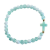 Bracelet élastique, perles en verre Ø 6 mm avec croix. Lot de 6 assortis.