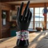 Bracelet élastique, perles en verre Ø 6 mm avec croix. Lot de 6 assortis.