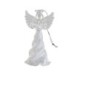 Ange en verre avec ailes argentées. Hauteur 7 cm. Lot de 3 modèles assortis, livrés en boîte .