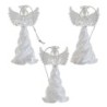 Ange en verre avec ailes argentées. Hauteur 7 cm. Lot de 3 modèles assortis, livrés en boîte .