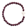 Bracelet sur élastique grains bois Ø 6 mm croix turquoise synthétique