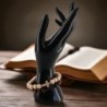 Bracelet élastique homme, perles en bois Ø 1 cm avec croix.