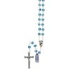 Chapelet grains en cristal Ø 8 mm sertis d une coupelle sur chaine, Croix avec Christ.