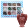 Boîte présentoir de 12 pendentifs ange en pierres assorties, synthétiques et naturelles, H 2 cm