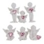 Boite de 12 anges en resine avec coeur - H. 4-7 cm (2 assortiments de 6 anges differents).