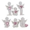Boite de 12 anges en resine avec coeur - H. 4-7 cm (2 assortiments de 6 anges differents).