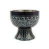 Brûle-encens calice en stéatite décoré avec grille, H 9 cm, Ø 9 cm. Livré en boîte individuelle.