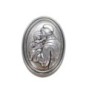 Plaque auto ovale H. 3.8 cm en metal couleur argentee. Plusieurs saints.