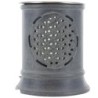 Brûle-encens photophore en stéatite ajourée Fleur de Vie, avec grille et bougie, H 10 cm, Ø 9 cm. Livré en boîte.