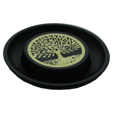 Brûle-encens en aluminium décoré pour bâtonnets, Ø 9,5 cm. Plusieurs motifs. Boîte de 2 pièces..