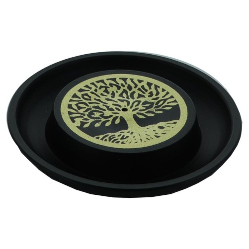 Brûle-encens en aluminium décoré pour bâtonnets, Ø 9,5 cm. Plusieurs motifs. Boîte de 2 pièces..