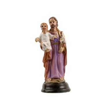 Statue de saint Joseph en résine peinte à la main.