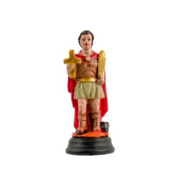 Statue de saint Expédit en résine peinte à la main.