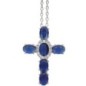 Collier avec chaine et croix H. 3 cm en laiton de couleur argentée. L 40 cm. Existe de différentes couleurs.