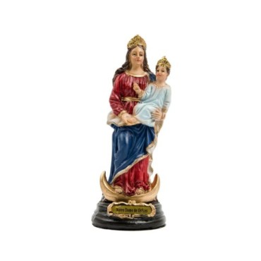Statue de Notre-Dame de Grâces en résine peinte à la main.