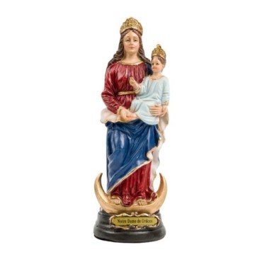 Statue de Notre-Dame de Grâces en résine peinte à la main.