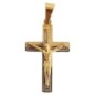 Croix avec Christ, acier inoxydable dorée H. 3 cm
