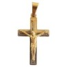 Croix avec Christ, acier inoxydable dorée H. 3 cm