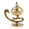Brûle-encens en laiton ciselé, forme lampe, H 11 cm, Ø 5,5 cm. Livré en boîte individuelle.