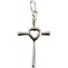 Croix de cou en argent 925 °/°° avec cœur au centre H. 2,5 cm (1,90 g). Livrée en boite.