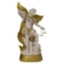 Statue de saint Michel avec balances de la justice, blanche et or, en résine peinte à la main.
