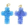 Pendentif croix en veritable verre de Murano H. 3 cm. Livre en boite.