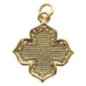 Croix de cou en laiton couleur doré avec pierres oz et coquillage naturel. H. 2 cm
