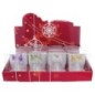 Ange en verre transparent torsadé avec ailes colorées et symbole, H. 5 cm. Boîte individuelle, présentoir de 12 pièces