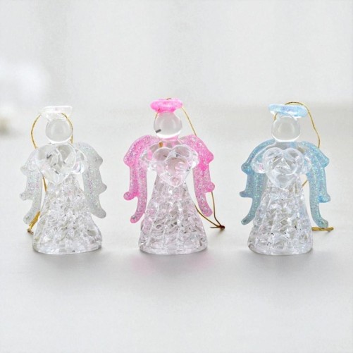 NOUVEAU - Anges en verre H. cm VENDU PAR BOITE DE 12.