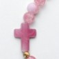 Bracelet élastique, perles en verre Ø 6 mm avec croix. Lot de 6 assortis.