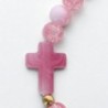 Bracelet élastique, perles en verre Ø 6 mm avec croix. Lot de 6 assortis.