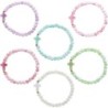 Bracelet élastique, perles en verre Ø 6 mm avec croix. Lot de 6 assortis.