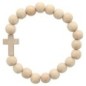 Bracelet élastique homme, perles en bois Ø 1 cm avec croix