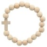Bracelet élastique homme, perles en bois Ø 1 cm avec croix.