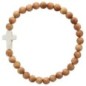 Bracelet sur élastique, grains bois Ø 6 mm croix turquoise synthétique