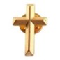Pin's croix en métal doré, H. 2.5 cm. Boîte de 24 pièces