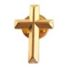 Pin's croix en métal doré, H. 2.5 cm. Boîte de 24 pièces